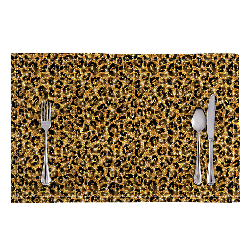Gold Leopard (NOT Real) Glitter Print Placemat