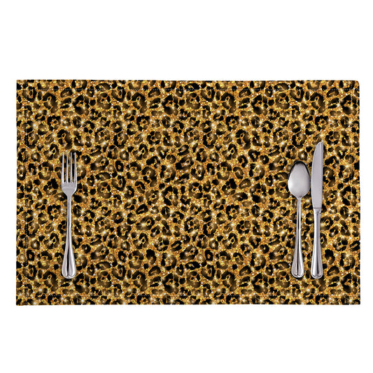 Gold Leopard (NOT Real) Glitter Print Placemat