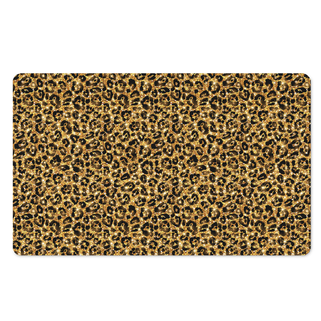 Gold Leopard (NOT Real) Glitter Print Polyester Doormat