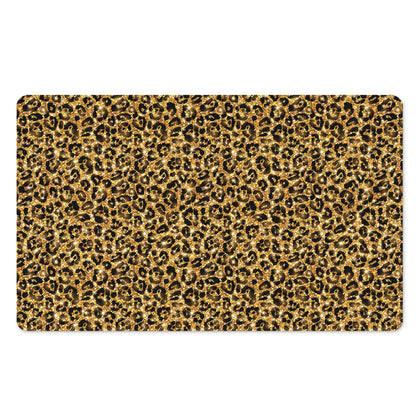 Gold Leopard (NOT Real) Glitter Print Polyester Doormat