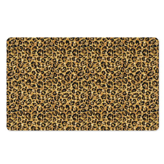 Gold Leopard (NOT Real) Glitter Print Polyester Doormat