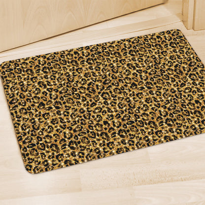 Gold Leopard (NOT Real) Glitter Print Polyester Doormat