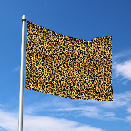 Gold Leopard (NOT Real) Glitter Print Polyester Flag