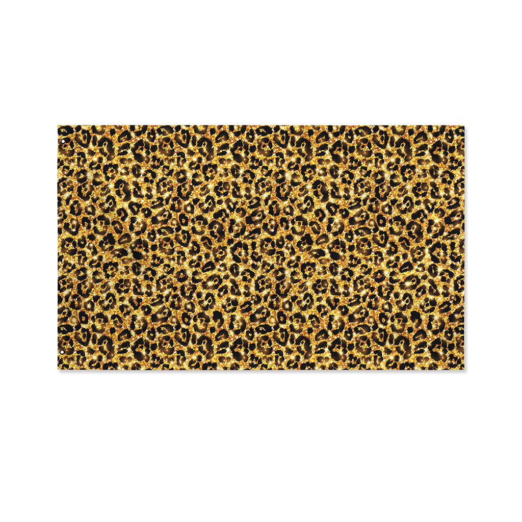 Gold Leopard (NOT Real) Glitter Print Polyester Flag
