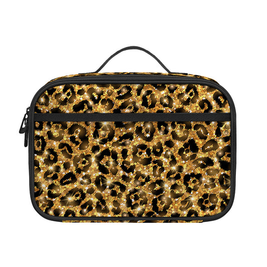 Gold Leopard (NOT Real) Glitter Print Portable Lunch Bag
