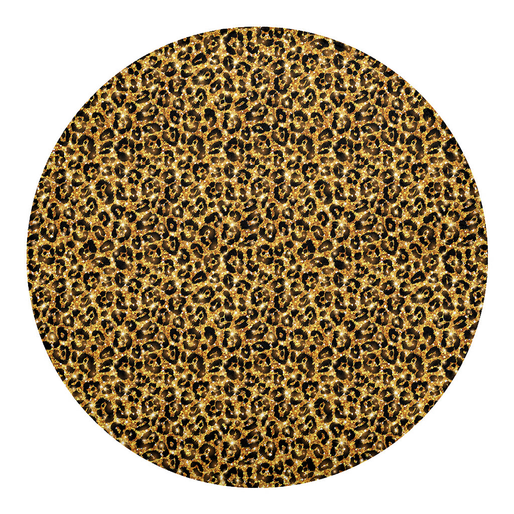 Gold Leopard (NOT Real) Glitter Print Round Blanket
