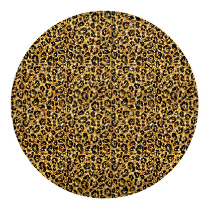 Gold Leopard (NOT Real) Glitter Print Round Blanket