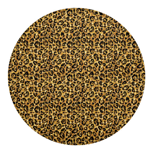 Gold Leopard (NOT Real) Glitter Print Round Blanket