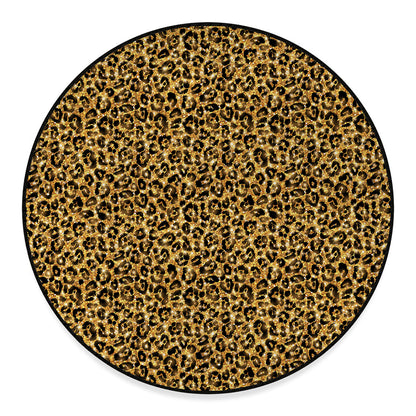 Gold Leopard (NOT Real) Glitter Print Round Floor Mat