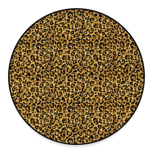 Gold Leopard (NOT Real) Glitter Print Round Floor Mat