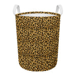 Gold Leopard (NOT Real) Glitter Print Round Laundry Basket