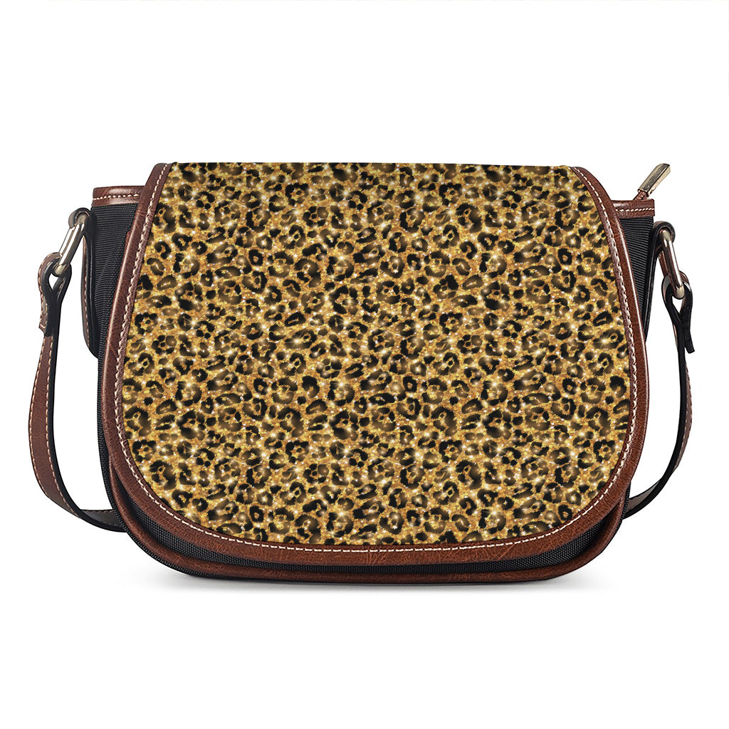 Gold Leopard (NOT Real) Glitter Print Saddle Bag