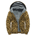 Gold Leopard (NOT Real) Glitter Print Sherpa Lined Zip Up Hoodie