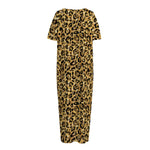 Gold Leopard (NOT Real) Glitter Print Short Sleeve Long Nightdress