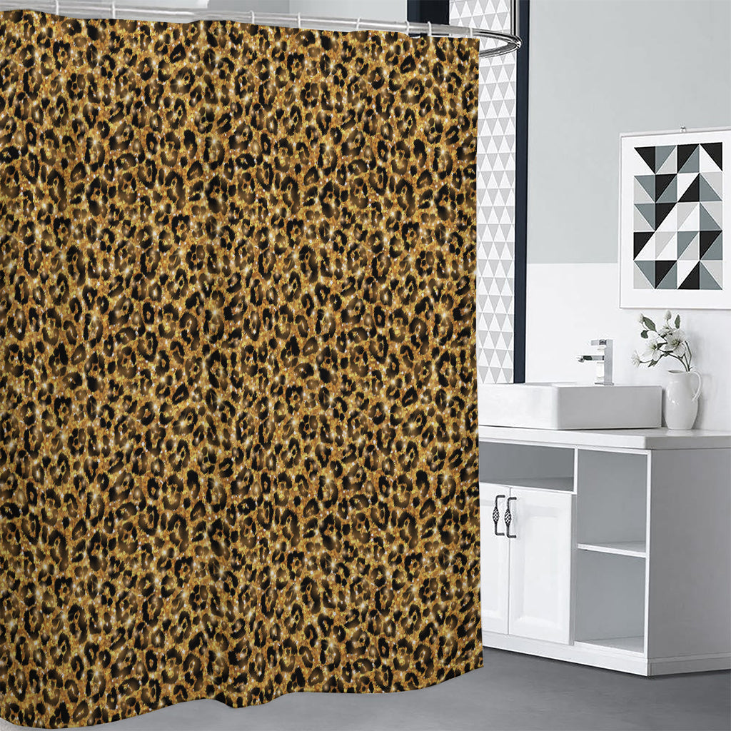 Gold Leopard (NOT Real) Glitter Print Shower Curtain