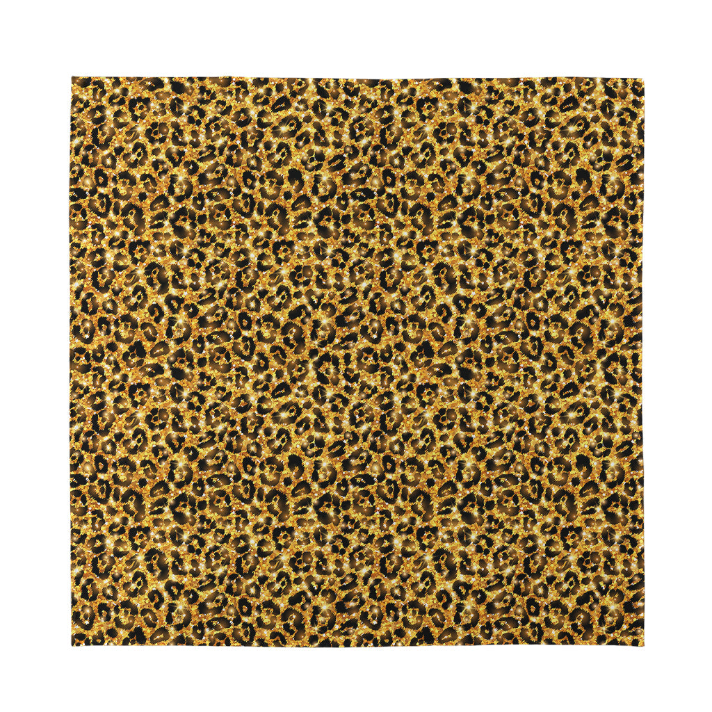 Gold Leopard (NOT Real) Glitter Print Silk Bandana