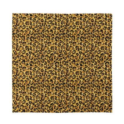 Gold Leopard (NOT Real) Glitter Print Silk Bandana