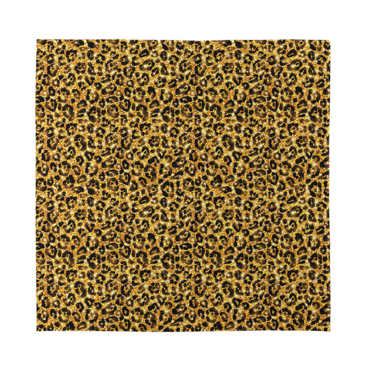 Gold Leopard (NOT Real) Glitter Print Silk Bandana