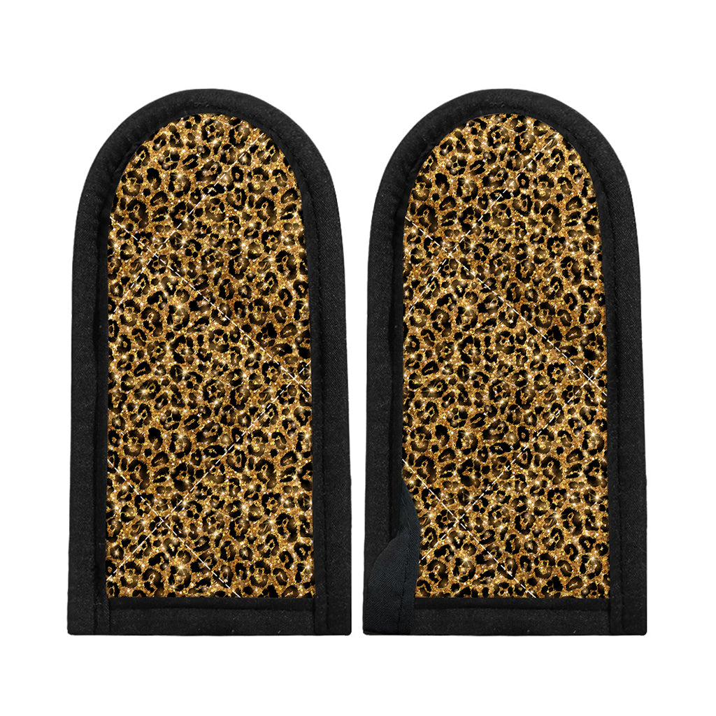 Gold Leopard (NOT Real) Glitter Print Skillet Handle Cover