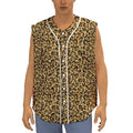 Gold Leopard (NOT Real) Glitter Print Sleeveless Baseball Jersey