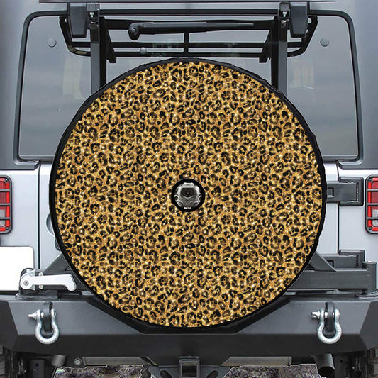 Gold Leopard (NOT Real) Glitter Print Tire Cover With Camera Hole
