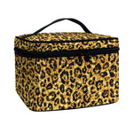Gold Leopard (NOT Real) Glitter Print Travel Makeup Bag