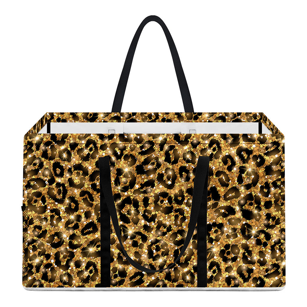 Gold Leopard (NOT Real) Glitter Print Utility Tote Bag