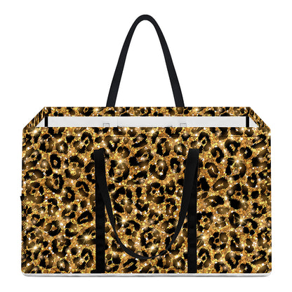 Gold Leopard (NOT Real) Glitter Print Utility Tote Bag