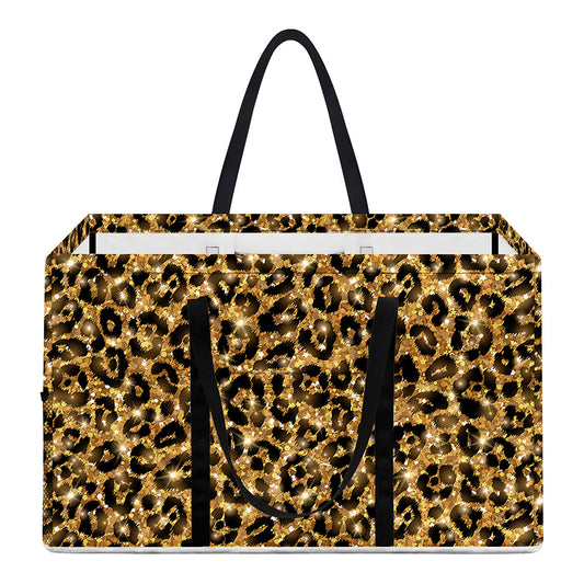 Gold Leopard (NOT Real) Glitter Print Utility Tote Bag