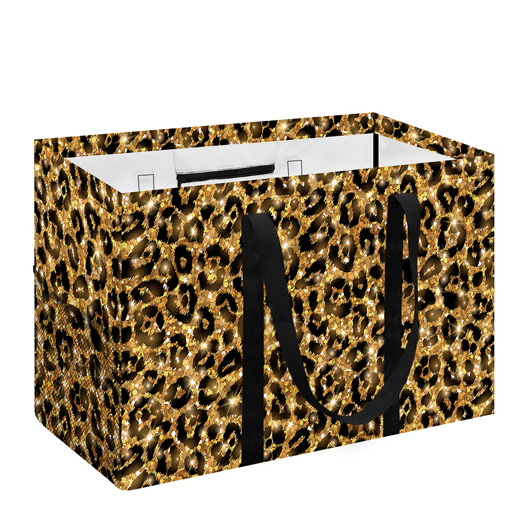 Gold Leopard (NOT Real) Glitter Print Utility Tote Bag