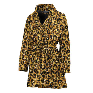 Gold Leopard (NOT Real) Glitter Print Women's Bathrobe