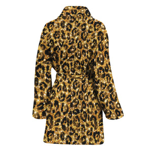 Gold Leopard (NOT Real) Glitter Print Women's Bathrobe