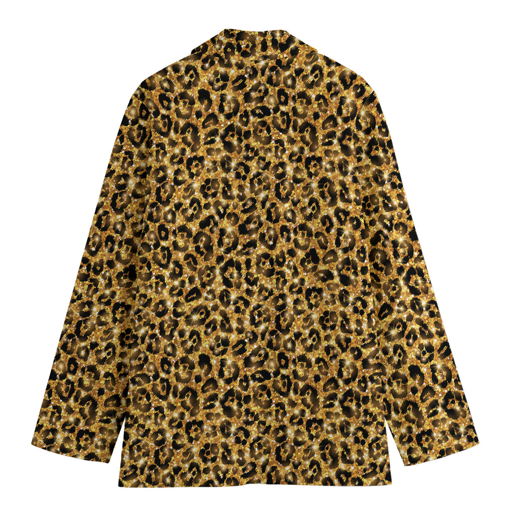 Gold Leopard (NOT Real) Glitter Print Women's Blazer