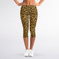 Gold Leopard (NOT Real) Glitter Print Women's Capri Leggings