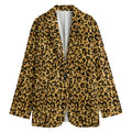 Gold Leopard (NOT Real) Glitter Print Women's Cotton Blazer