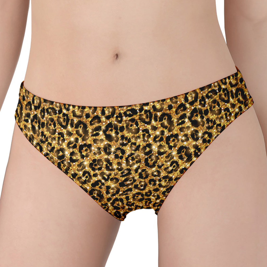 Gold Leopard (NOT Real) Glitter Print Women's Panties