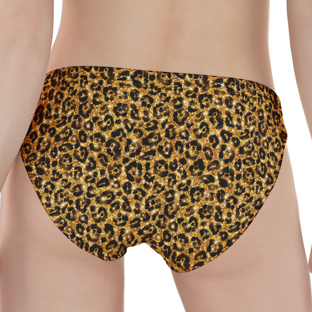 Gold Leopard (NOT Real) Glitter Print Women's Panties