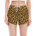 Gold Leopard (NOT Real) Glitter Print Women's Split Running Shorts