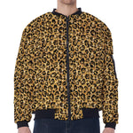 Gold Leopard (NOT Real) Glitter Print Zip Sleeve Bomber Jacket