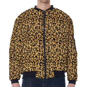 Gold Leopard (NOT Real) Glitter Print Zip Sleeve Bomber Jacket