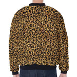 Gold Leopard (NOT Real) Glitter Print Zip Sleeve Bomber Jacket