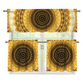 Gold Lights Kaleidoscope Print 3 Piece Kitchen Curtains