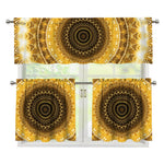 Gold Lights Kaleidoscope Print 3 Piece Kitchen Curtains