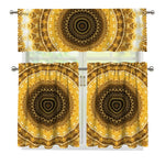Gold Lights Kaleidoscope Print 3 Piece Kitchen Curtains