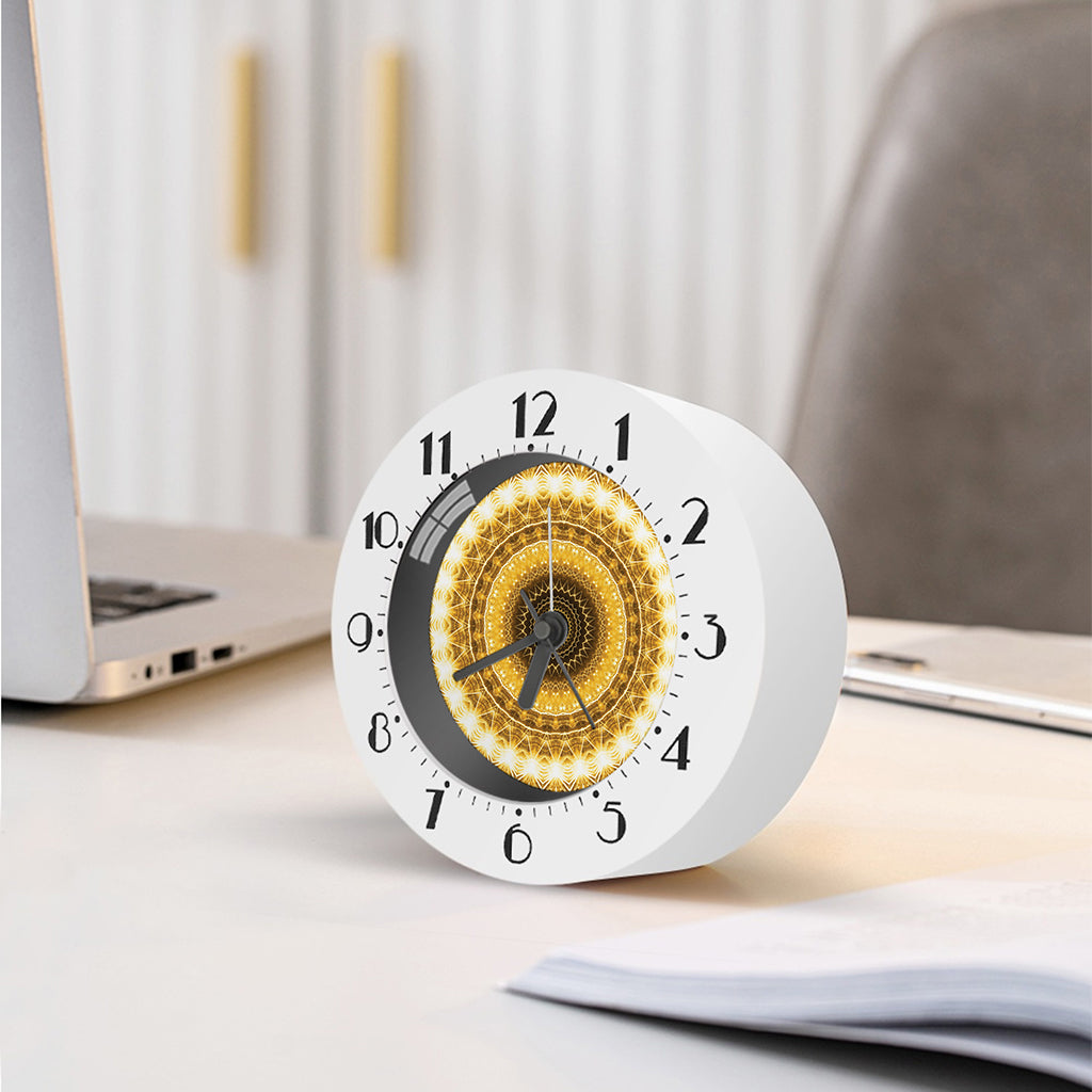 Gold Lights Kaleidoscope Print Alarm Clock