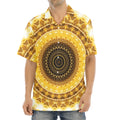 Gold Lights Kaleidoscope Print Aloha Shirt