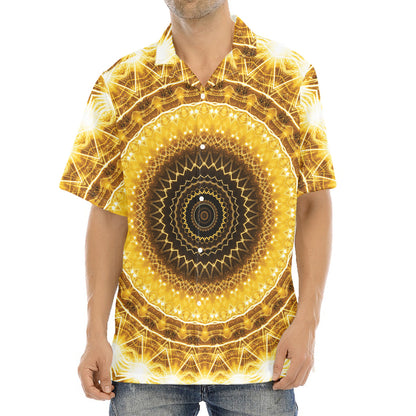 Gold Lights Kaleidoscope Print Aloha Shirt