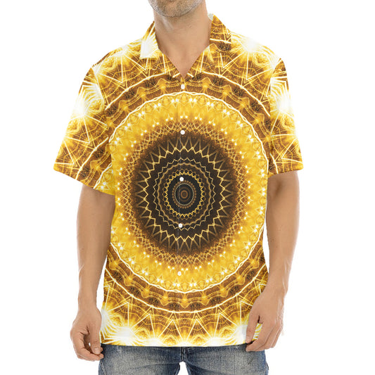 Gold Lights Kaleidoscope Print Aloha Shirt