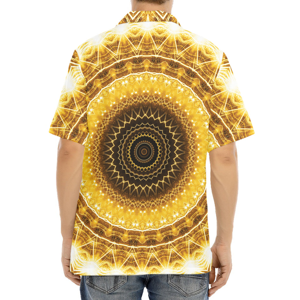 Gold Lights Kaleidoscope Print Aloha Shirt