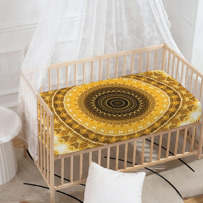 Gold Lights Kaleidoscope Print Baby Crib Sheet